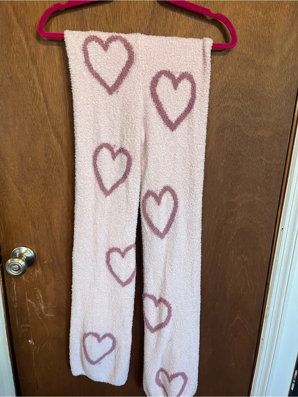 Pink Republic Plush Heart Print Lounge Pants in Light Pink and Mauve